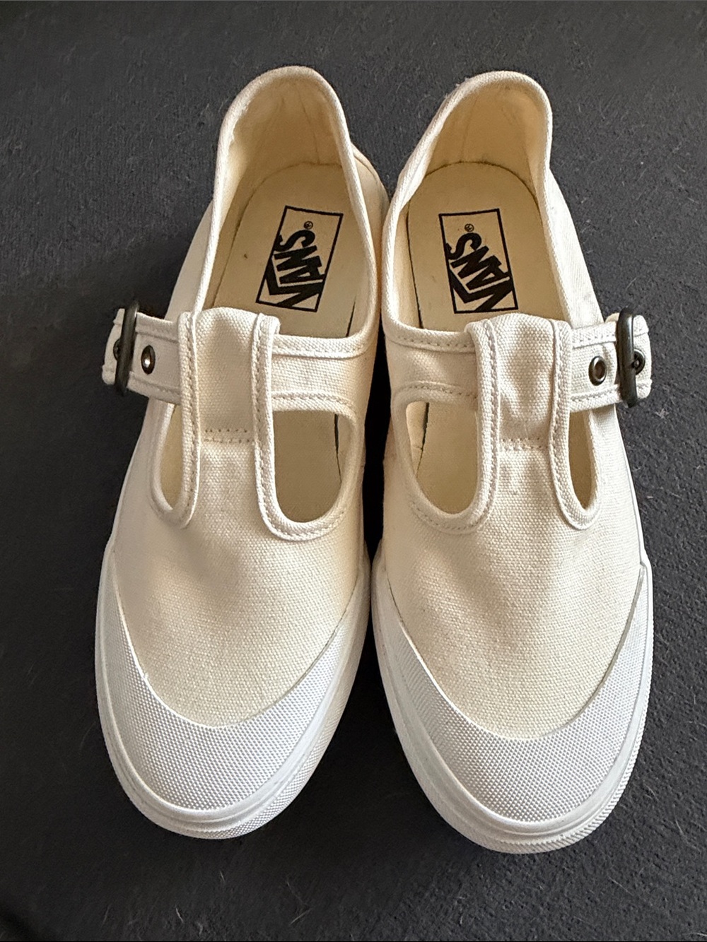 Brand New Vans Cream Canvas Mary Jane Platform Sneakers
